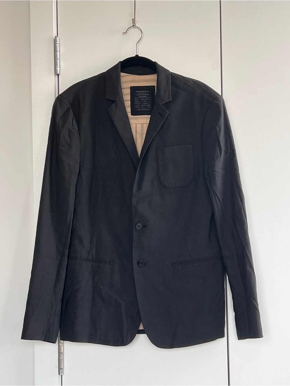 AllSaints Men’s Black Linen Blazer